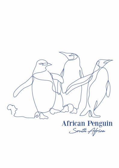 penquin contour art silkscreen